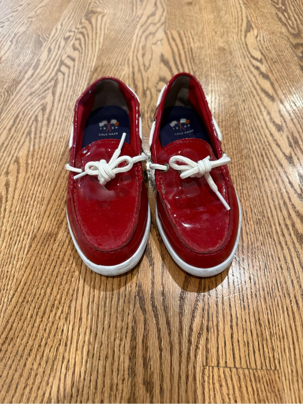 Cole Haan Womens Red Patent Boat Shoes